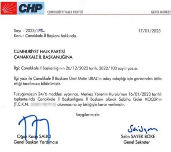 CHP'nin yaptığı atamaya il başkanlığından yalanlama...
